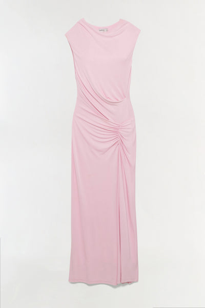 SIMKHAI Acacia Draped Jersey Midi Dress in Pink