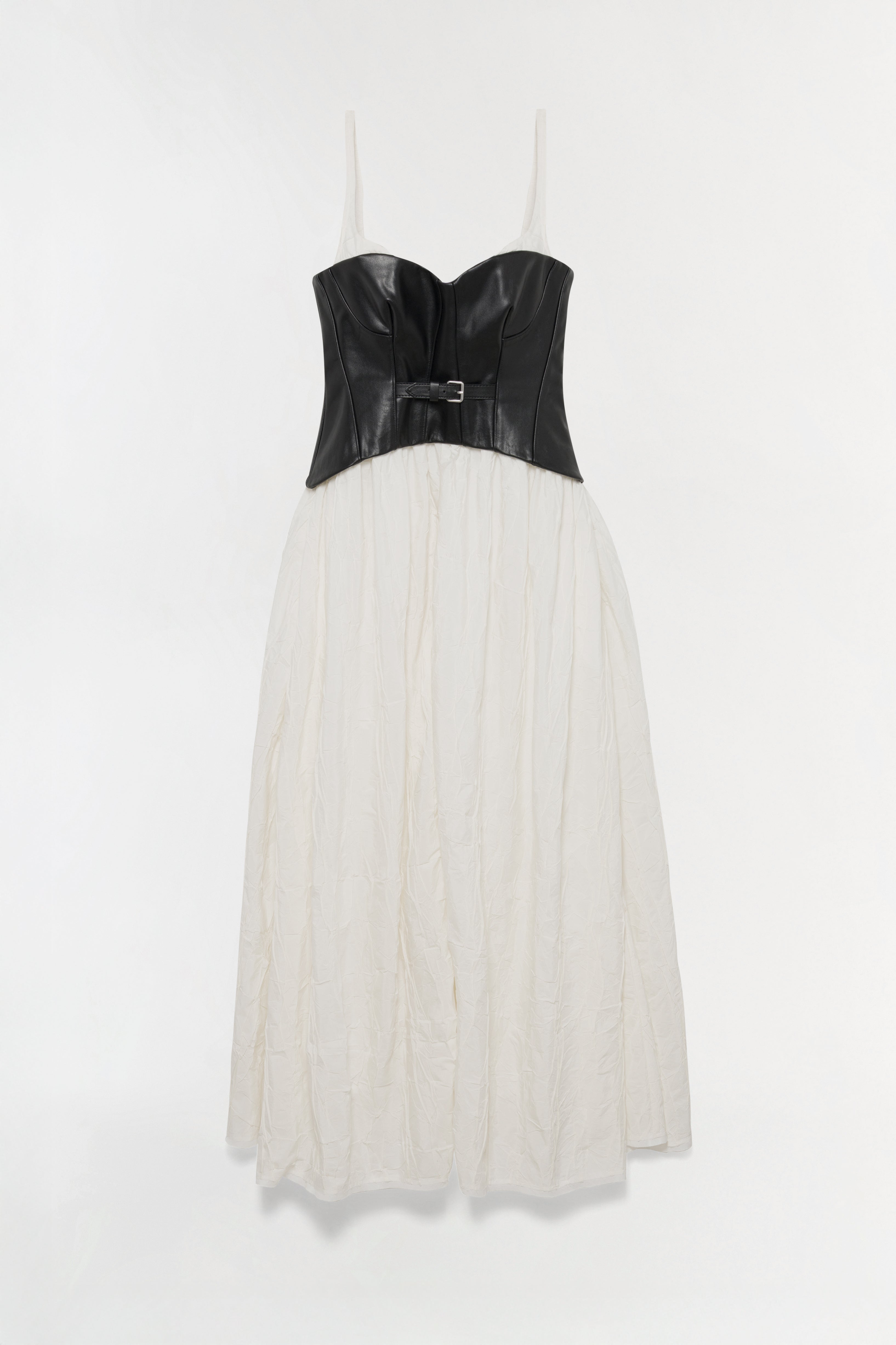 ribbed stretch viscose belted bustier dress SIMKHAI Cortland Belted Bustier Midi Dress