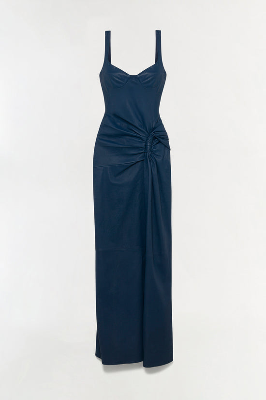 Lyle Draped Leather Dress