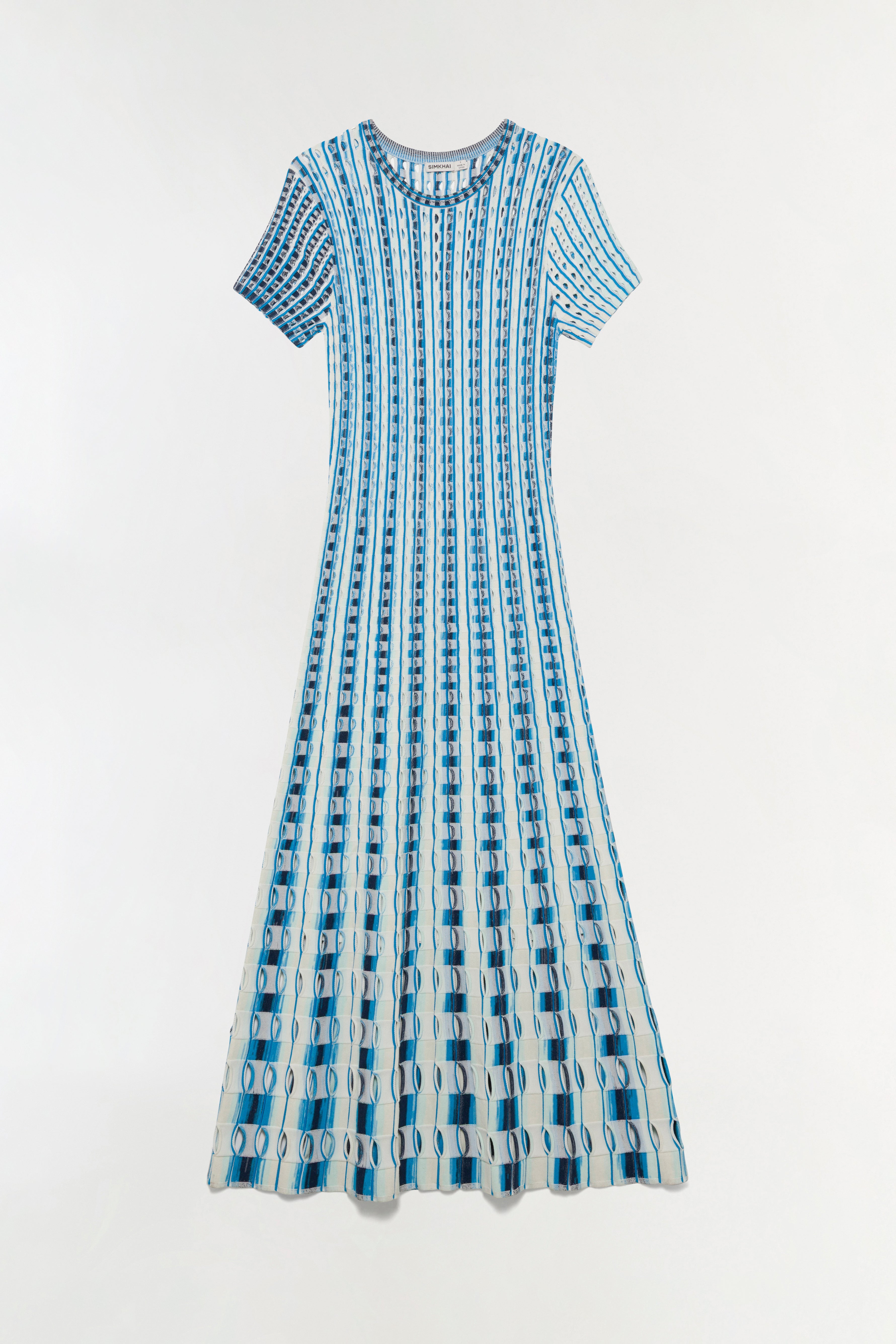 Simkhai Women's Zaida Eyelet Knit Midi Dress - L / Azure Multi Simkhai Women's Zaida Eyelet Knit Midi Dress - L / Azure Multi