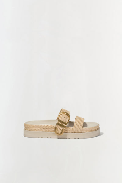 Aida Raffia Buckle Sandal - Natural Beige | SIMKHAI