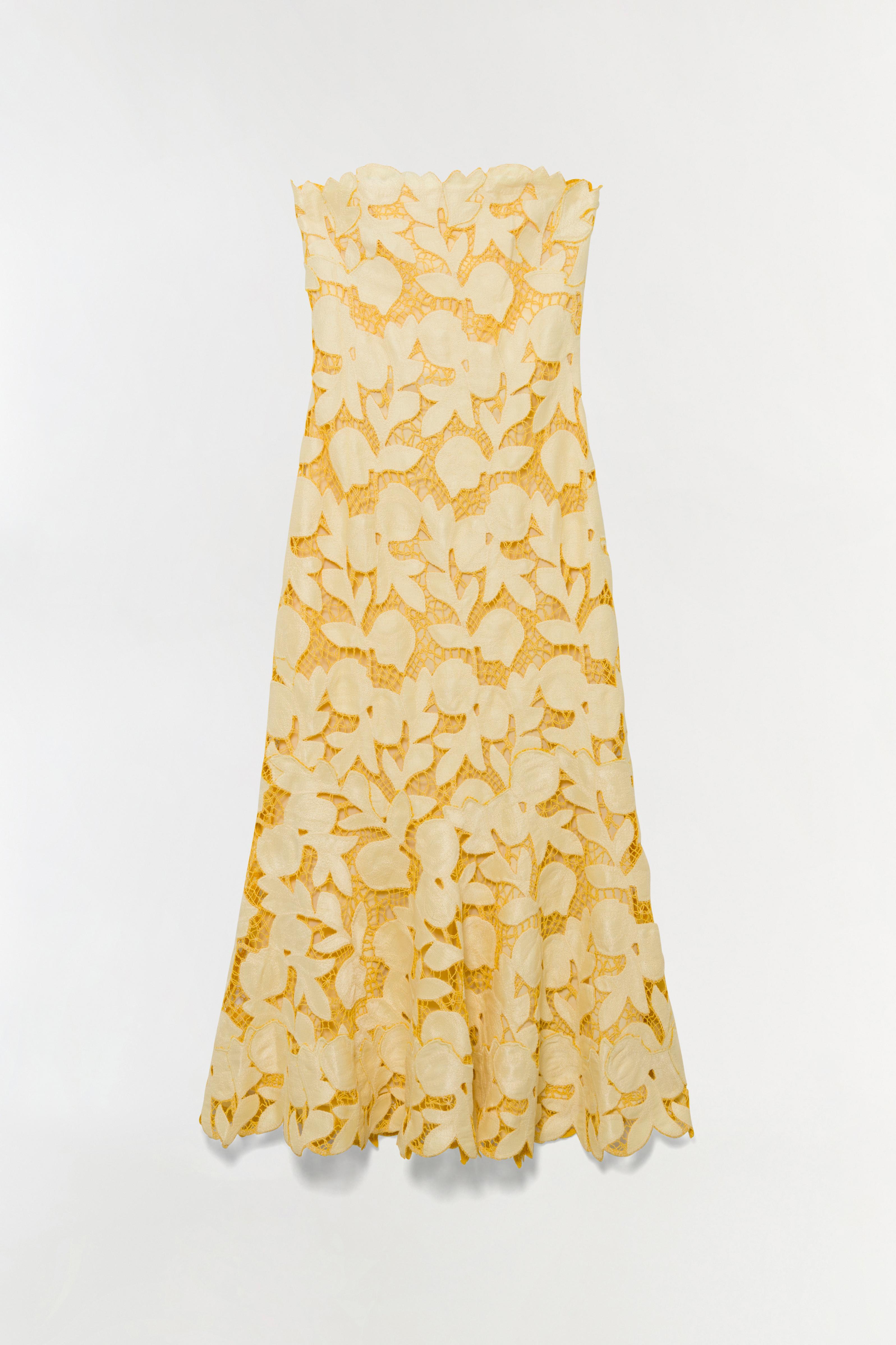valletta bustier midi dress Valletta Bustier Midi Dress - Butter Yellow Multi