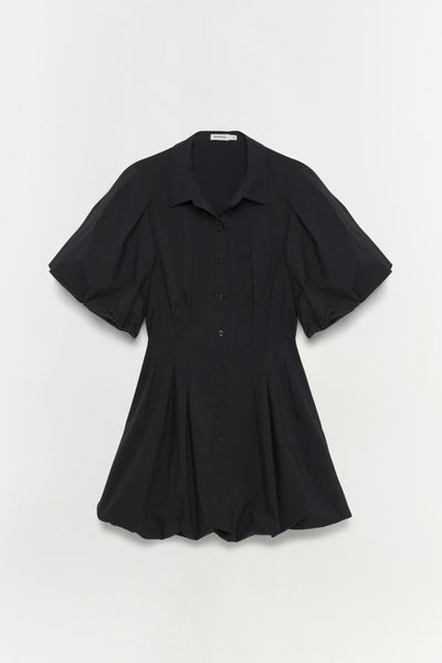NKNIT エプロンミニドレス　BLACK Signature Cleo Balloon Sleeve Mini Dress - Black | SIMKHAI