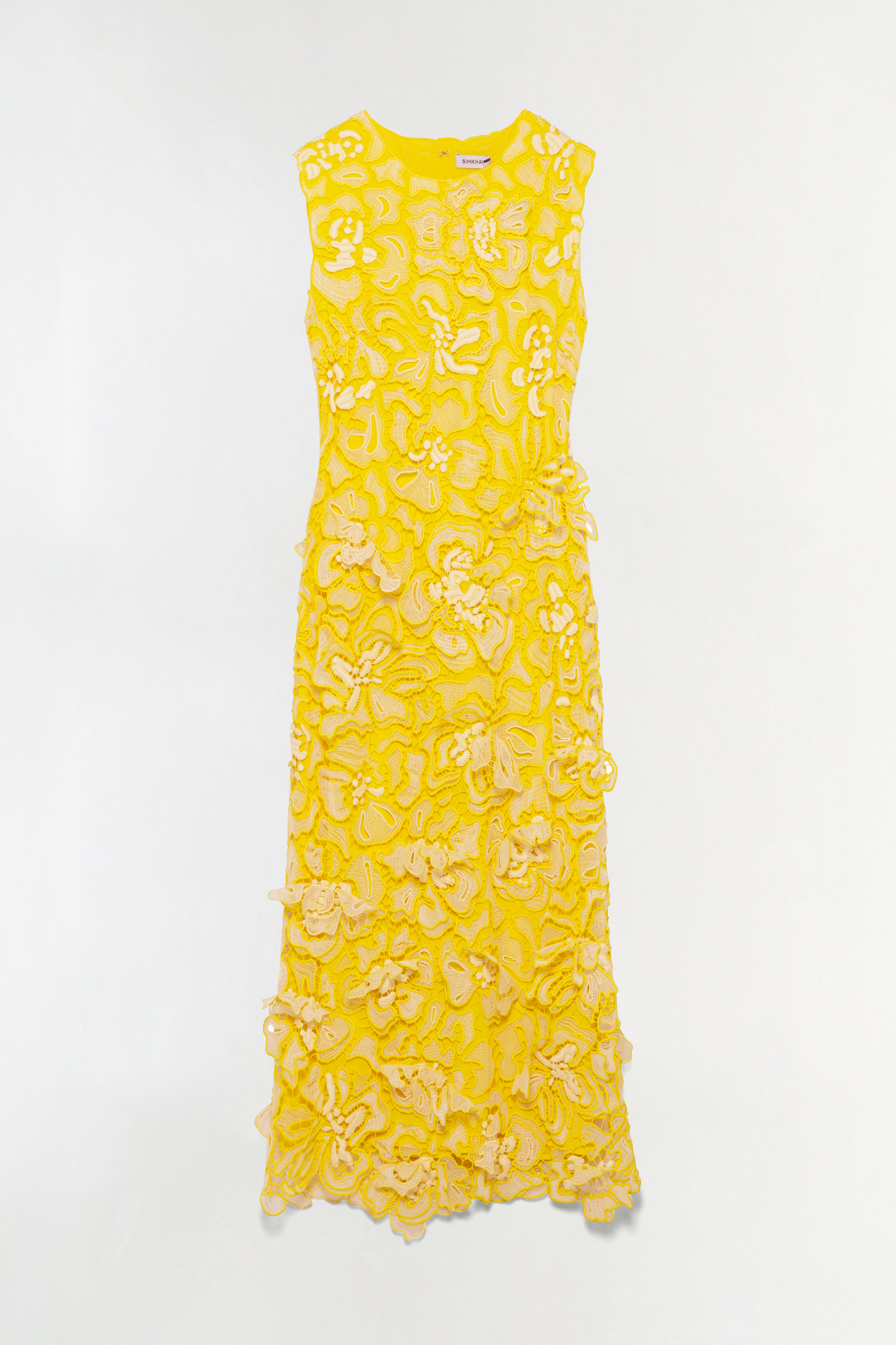SIMKHAI Dahlia Floral-Lace Midi Dress - Ivory SIMKHAI Dahlia Floral-Lace Midi Dress - Ivory