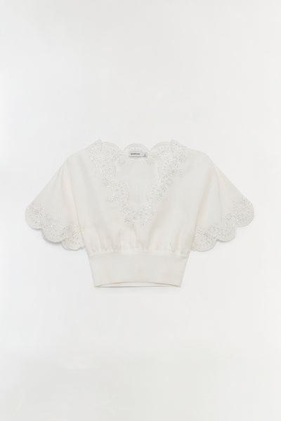 トップス cdghh linen knit Delphina Embroidered Linen Knit Top – SIMKHAI