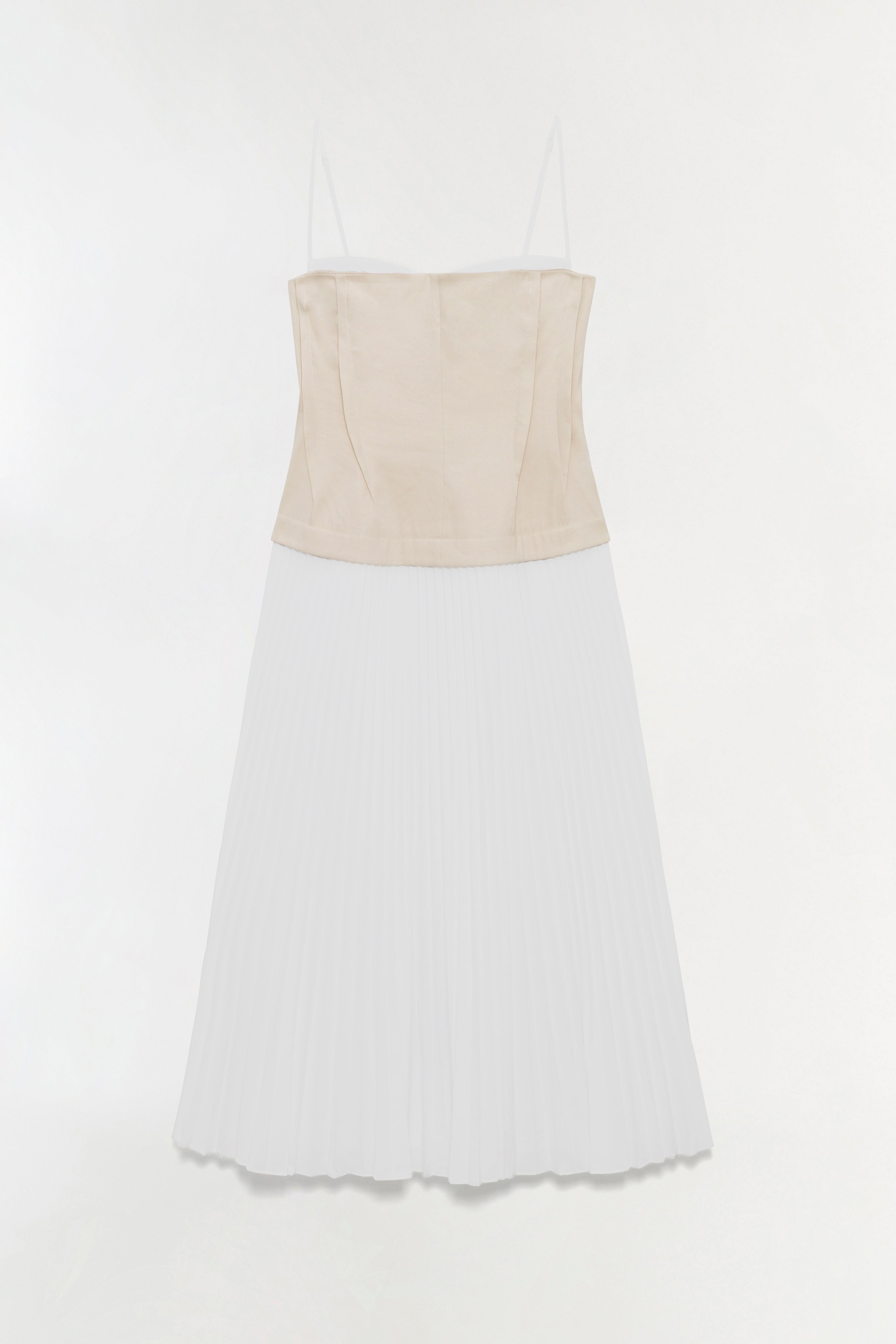 dion lee white pleated dress Simkhai Duval Linen Poplin Combo Bustier Midi Dress