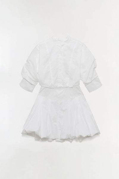simkhai puff mini dress SIMKHAI Women's Effie Bubble Hem Poplin Shirtdress - White
