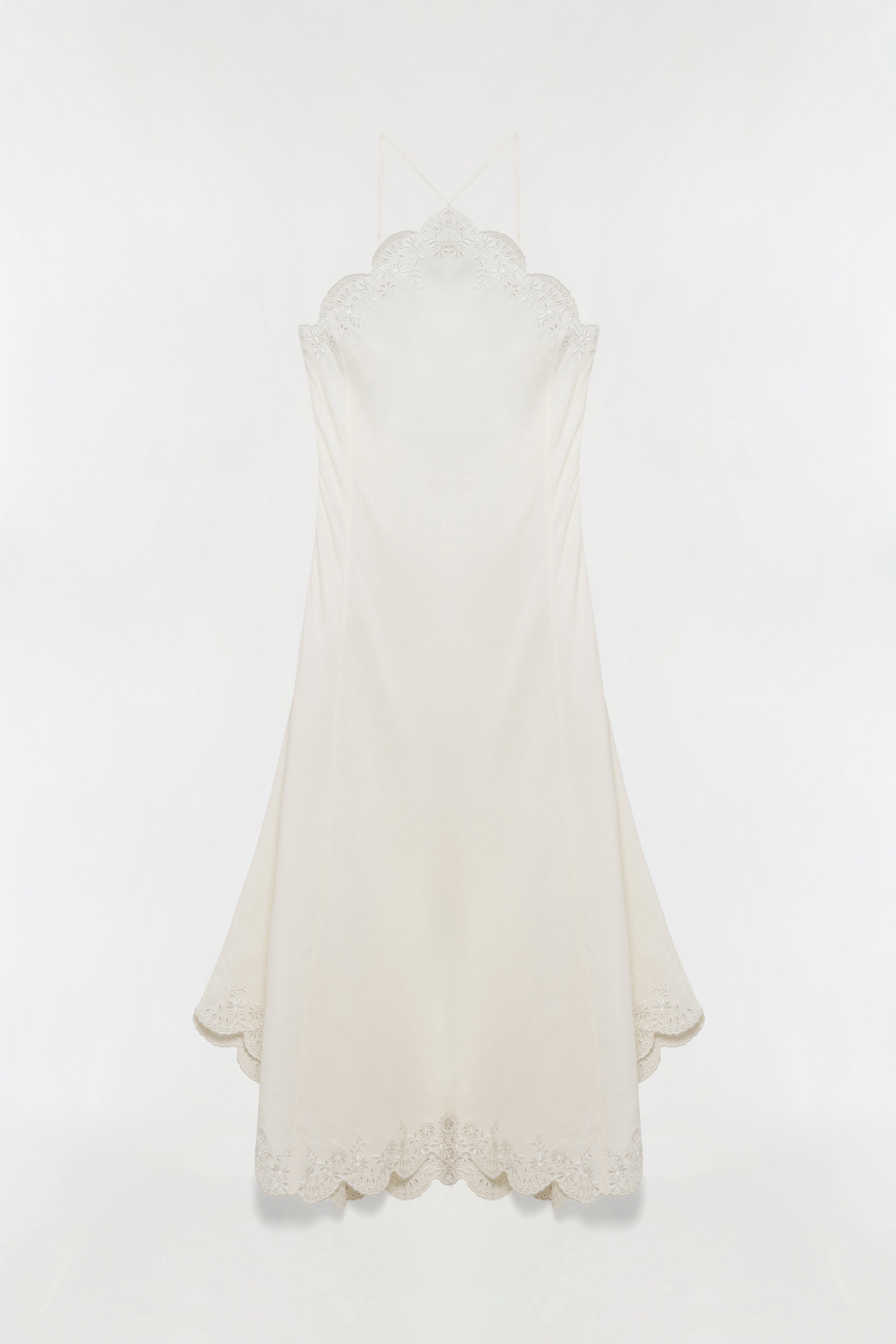 SIMKHAI Women's Gillian Embroidered Linen Midi Dress in White, Lace, Size 8 SIMKHAI Women's Gillian Embroidered Linen Midi Dress in White, Lace, Size 8