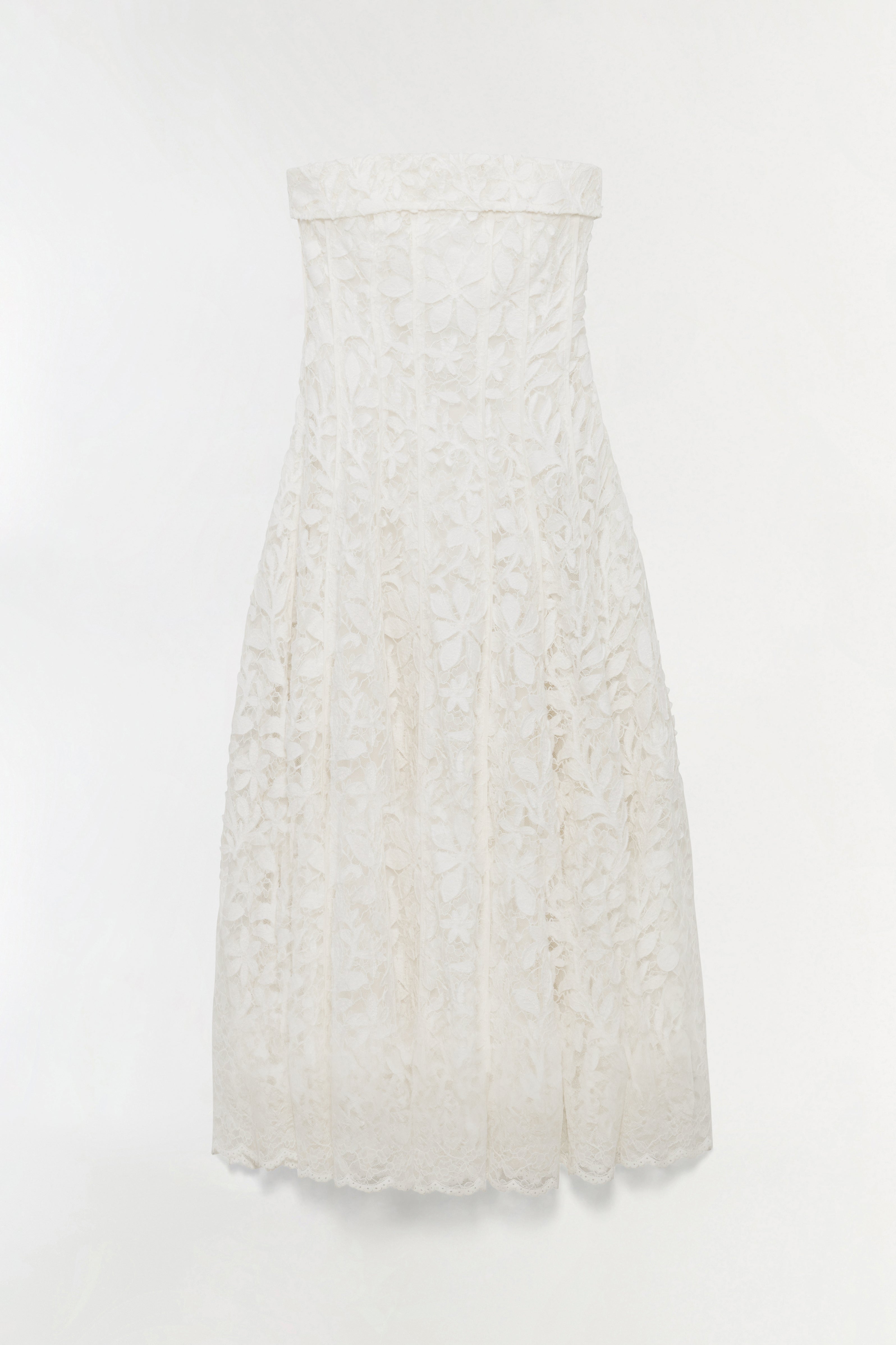 SIMKHAI Women's Imogen Lace Bustier Midi Dress in White, Size 12 SIMKHAI Women's Imogen Lace Bustier Midi Dress in White, Size 12