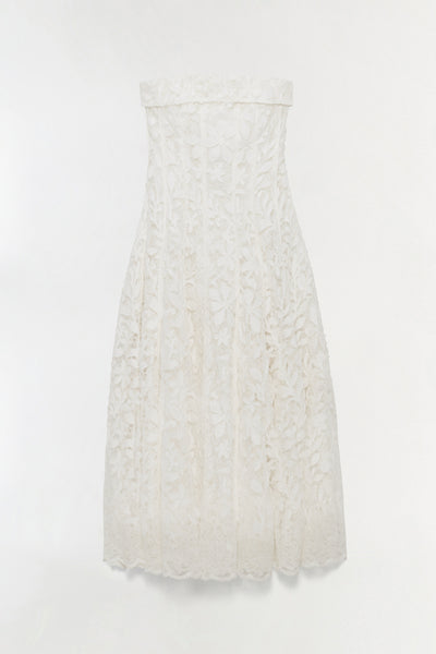 SIMKHAI Women's Imogen Lace Bustier Midi Dress in White, Size 12