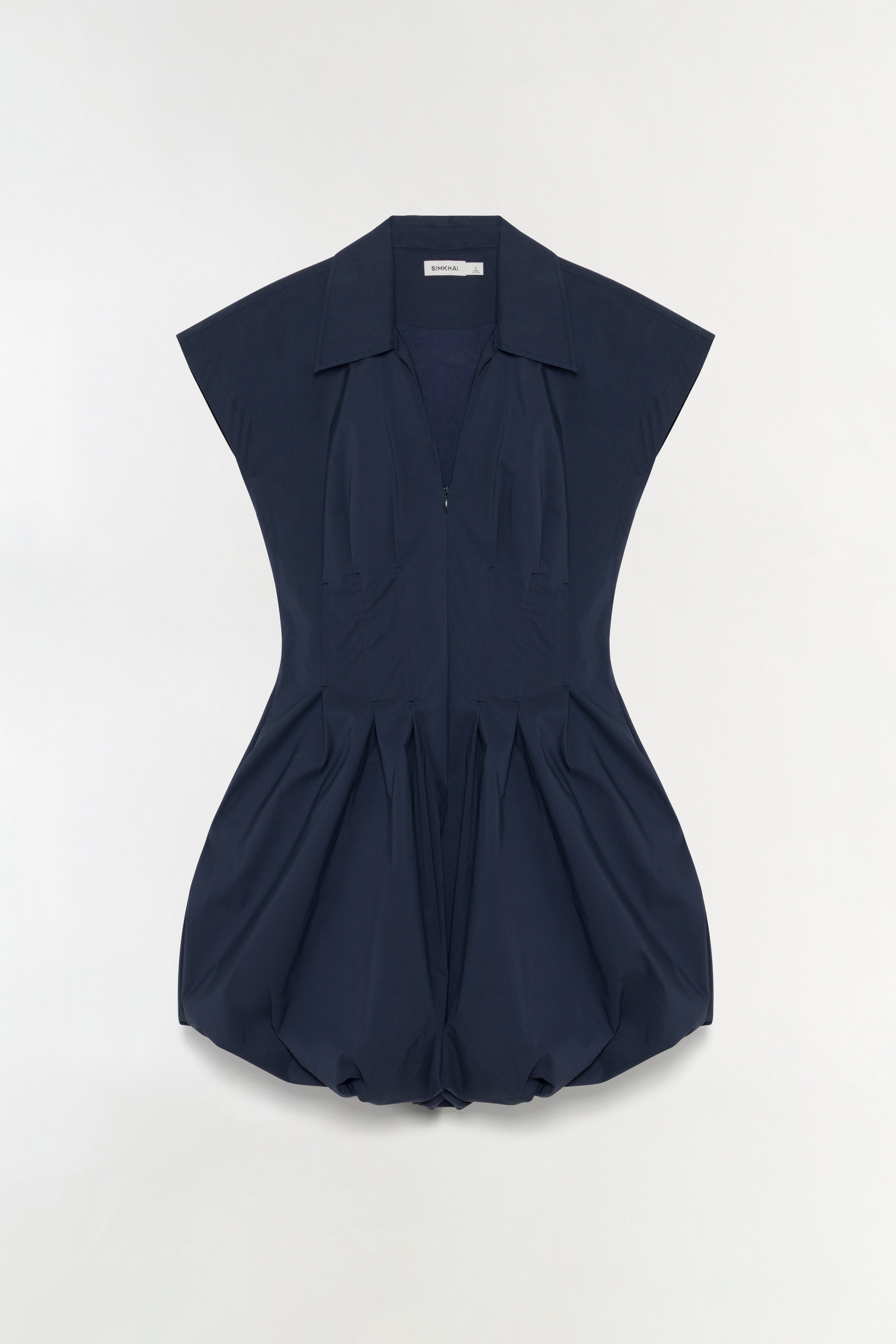 SIMKHAI Lirinne Short Sleeve Mini Bubble Dress in Navy