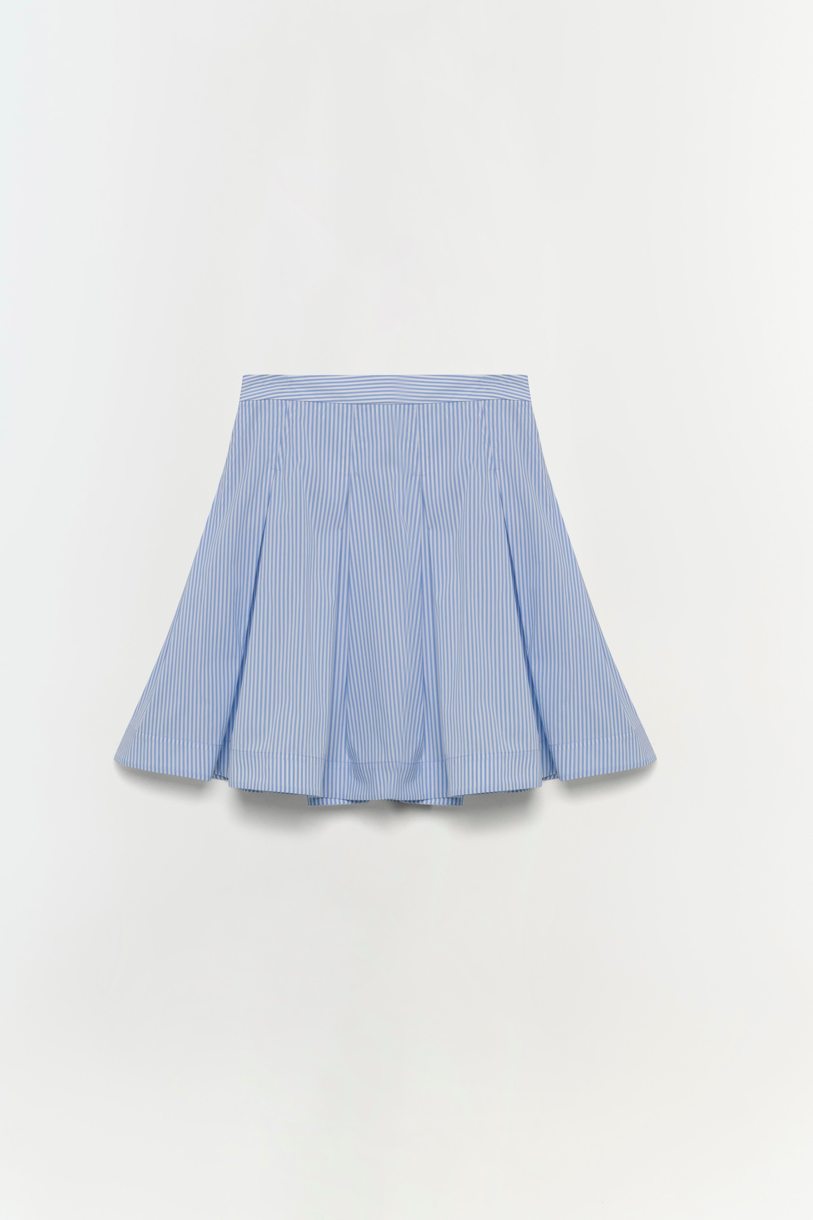 Cal Pleated Mini Skirt Classic Blue Stripe SIMKHAI
