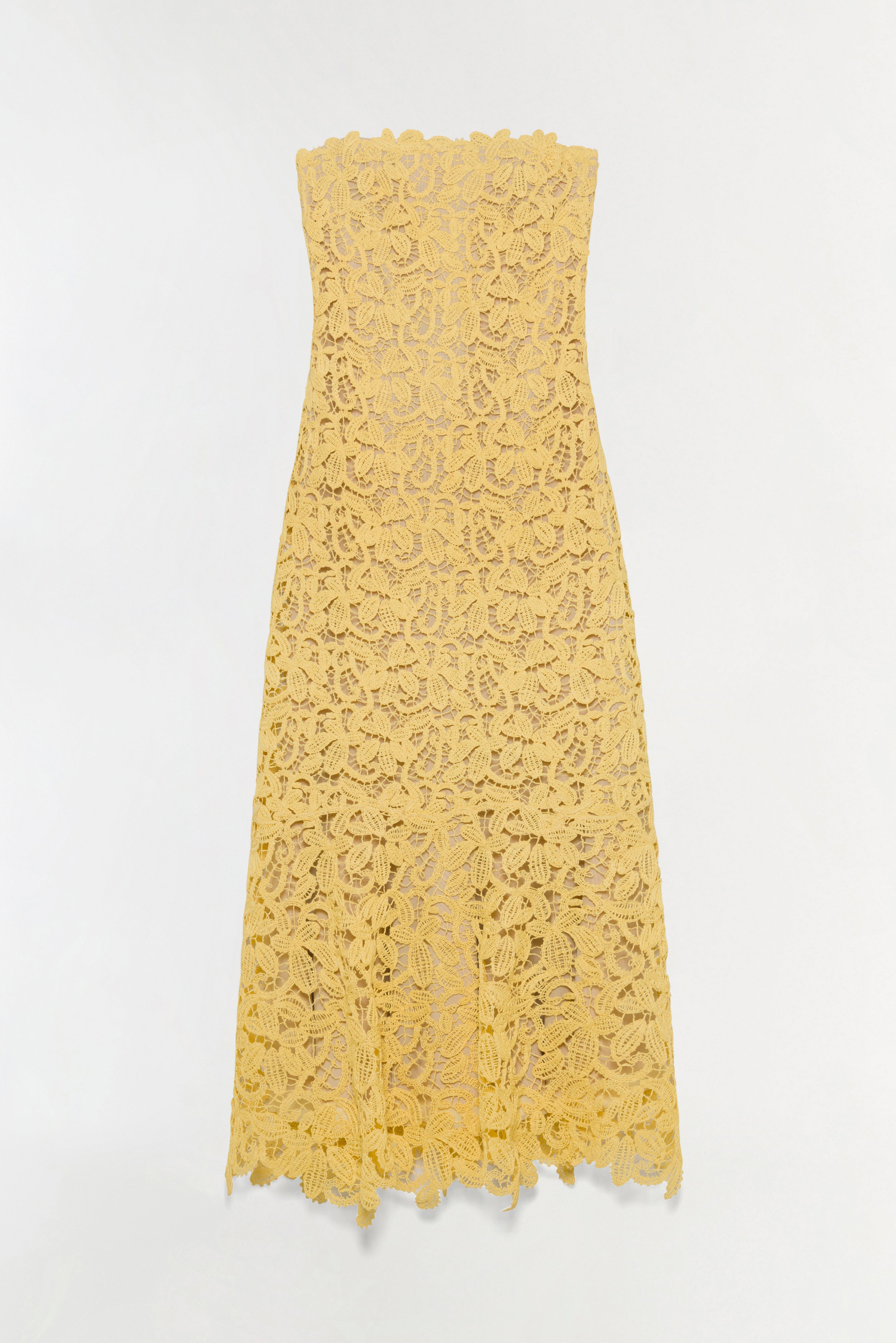 yellow floral lace dress Lace & Beads - Halterneck Tiered Tulle Maxi Dress - Women - Polyester - 12 US