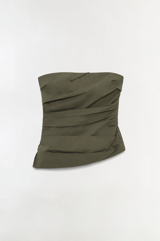 Emerson Ruched Cotton Bustier Top