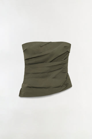 Emerson Ruched Cotton Bustier Top