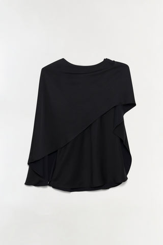 Eliora Draped Satin Cape Top