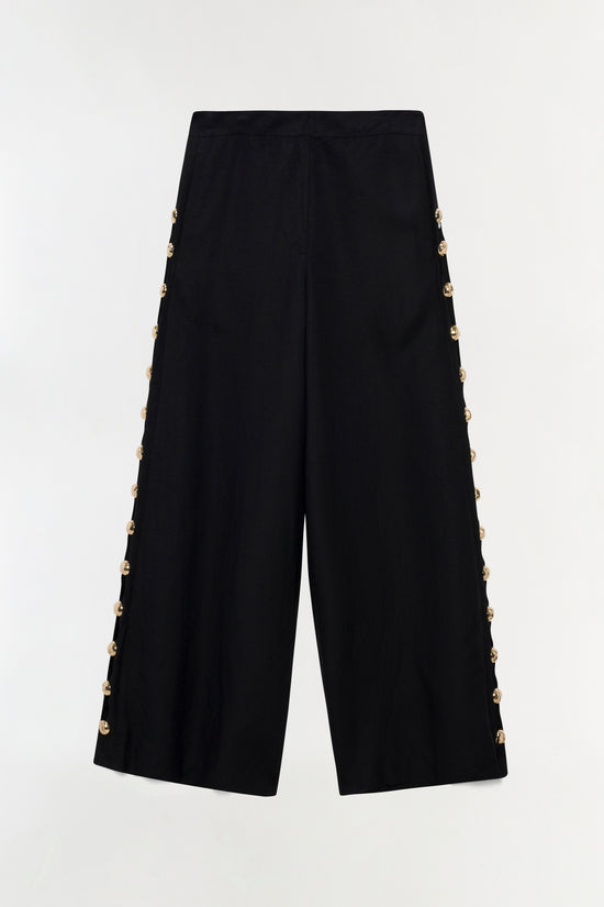 Cayman Studded Linen Wide Leg Pant