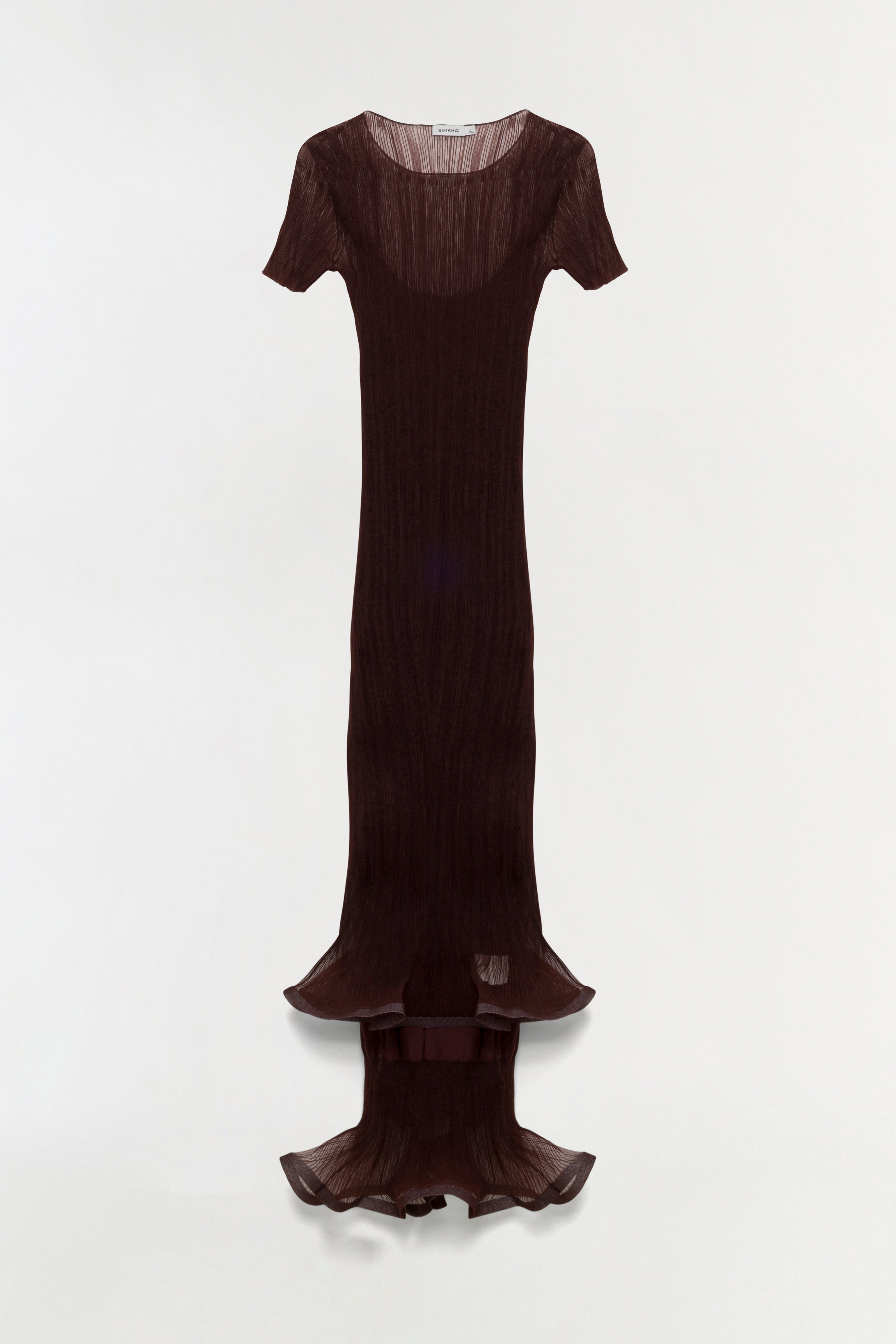 Simkhai Women's Selena Pleated Chiffon Midi-Dress - Mahogany - Size Large Simkhai Women's Selena Pleated Chiffon Midi-Dress - Mahogany - Size Large