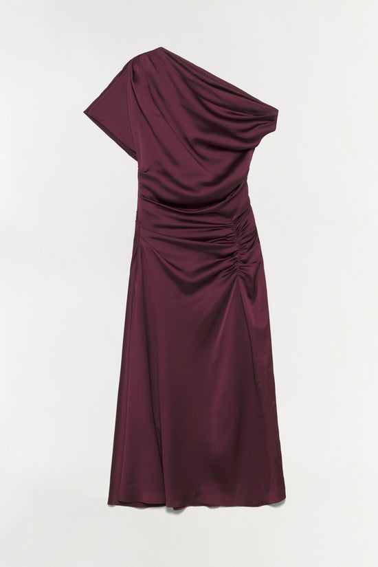 Joanna Off Shoulder Satin Midi Dress