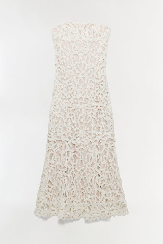 Clairis Lace Bustier Midi Dress