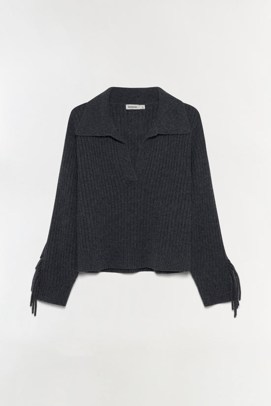 Natalia Collared Fringe Sweater