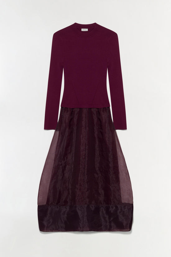 Maril Knit Organza Midi Dress