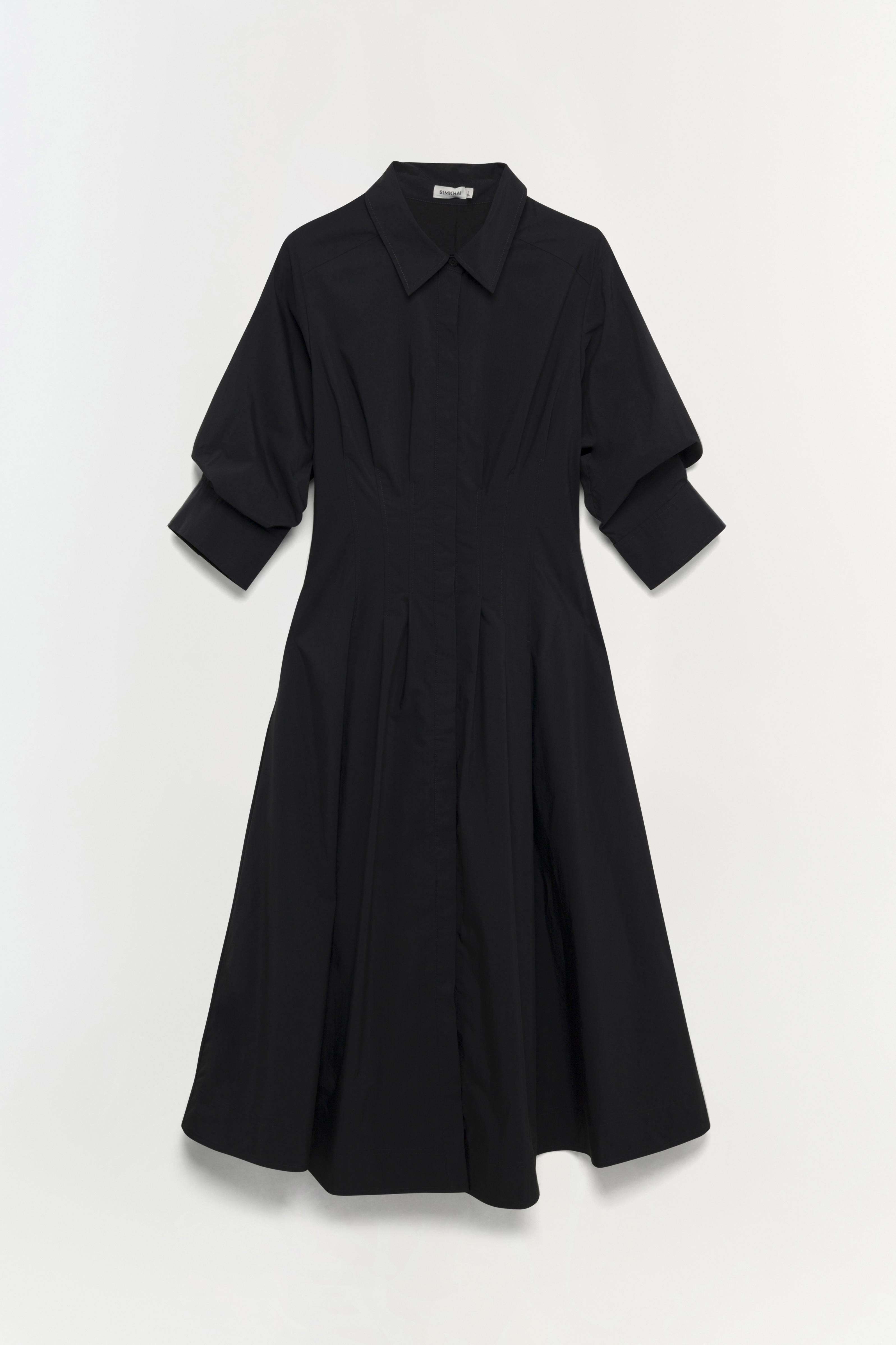 Simkhai Jazz Poplin Pintuck Midi Dress - Black Simkhai Jazz Poplin Pintuck Midi Dress - Black