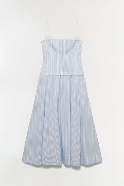 SIMKHAI Women's Quinlin Bustier Midi Dress in Blue Stripe, Size 0