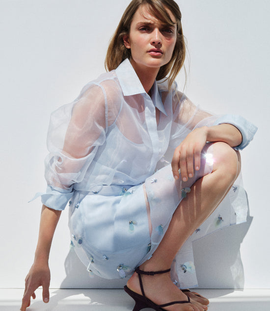 pale blue jacquard janie mini dress Sister Jane + Keepsake Jacquard Mini Dress
