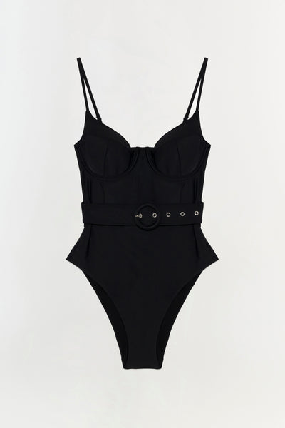 Signature Noa Bustier One Piece Swimsuit - Black | SIMKHAI