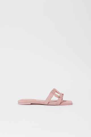Simkhai Monogram Suede Flat Slide