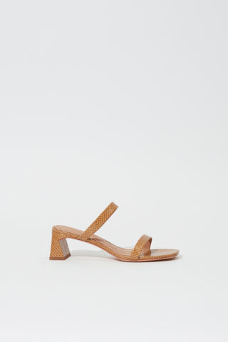 Clara Debossed Leather Block Heel