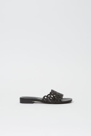 Mccall Laser Cut Leather Flat Slide