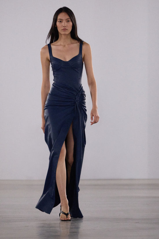 Lyle Draped Leather Dress