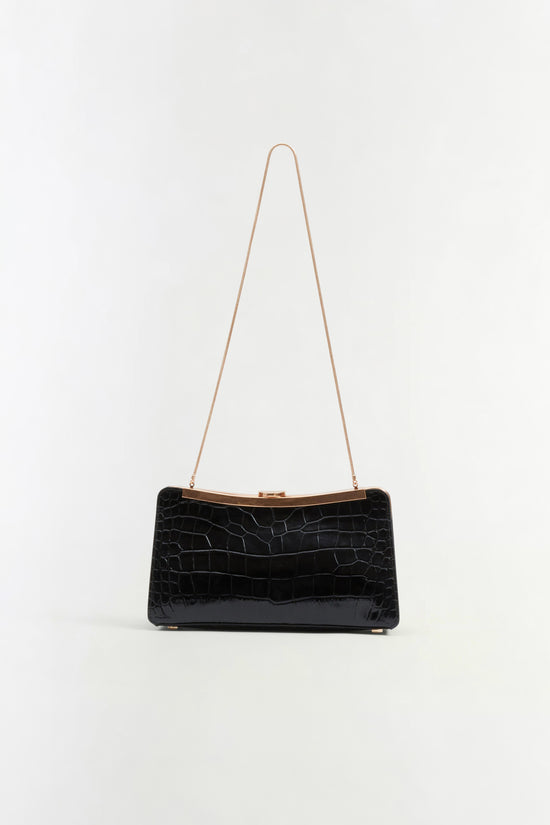Solange Croc-Embossed Leather Clutch