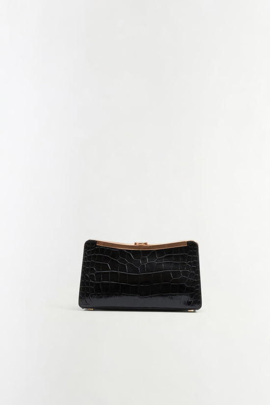 Solange Croc-Embossed Leather Clutch