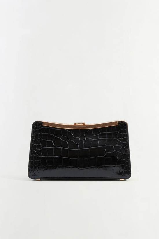 Solange Croc-Embossed Leather Clutch