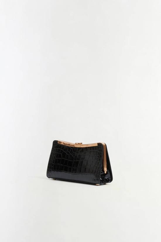 Solange Croc-Embossed Leather Clutch