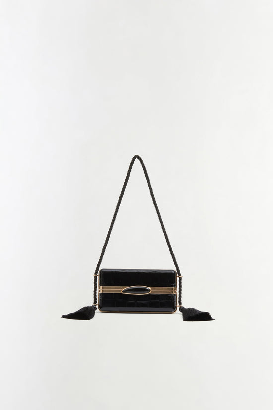 Roma Croc-Embossed Leather Shoulder Bag