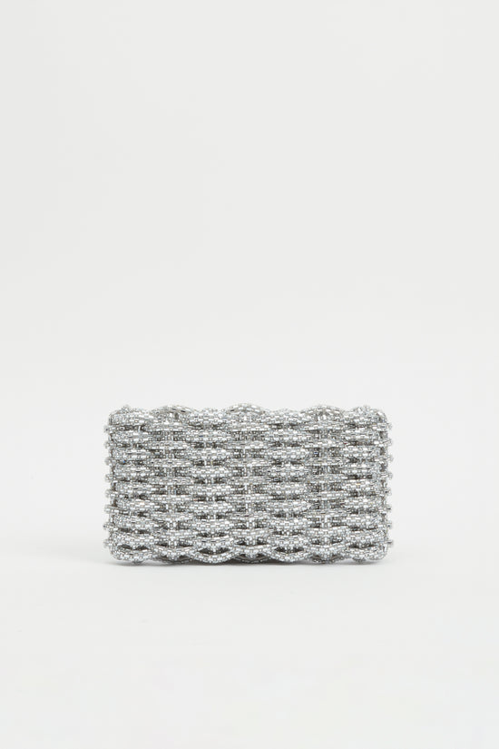 Morgan Woven Rhinestone Clutch