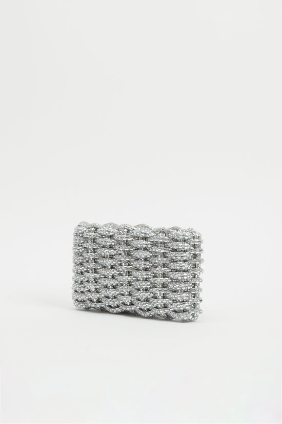 Morgan Woven Rhinestone Clutch