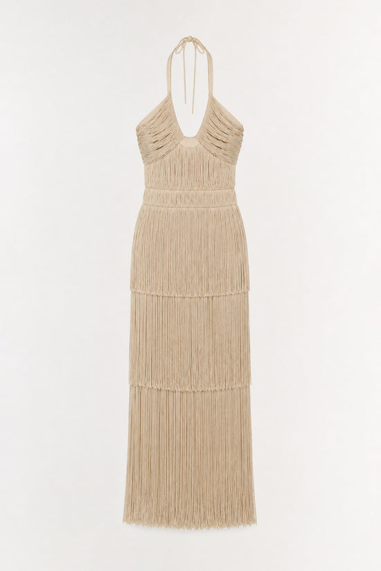 Baldwin Draped Fringe Gown