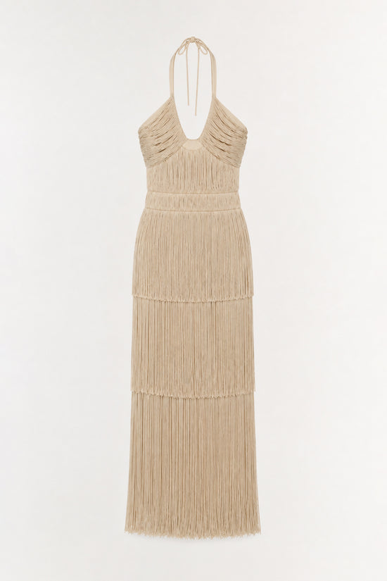 Baldwin Draped Fringe Gown