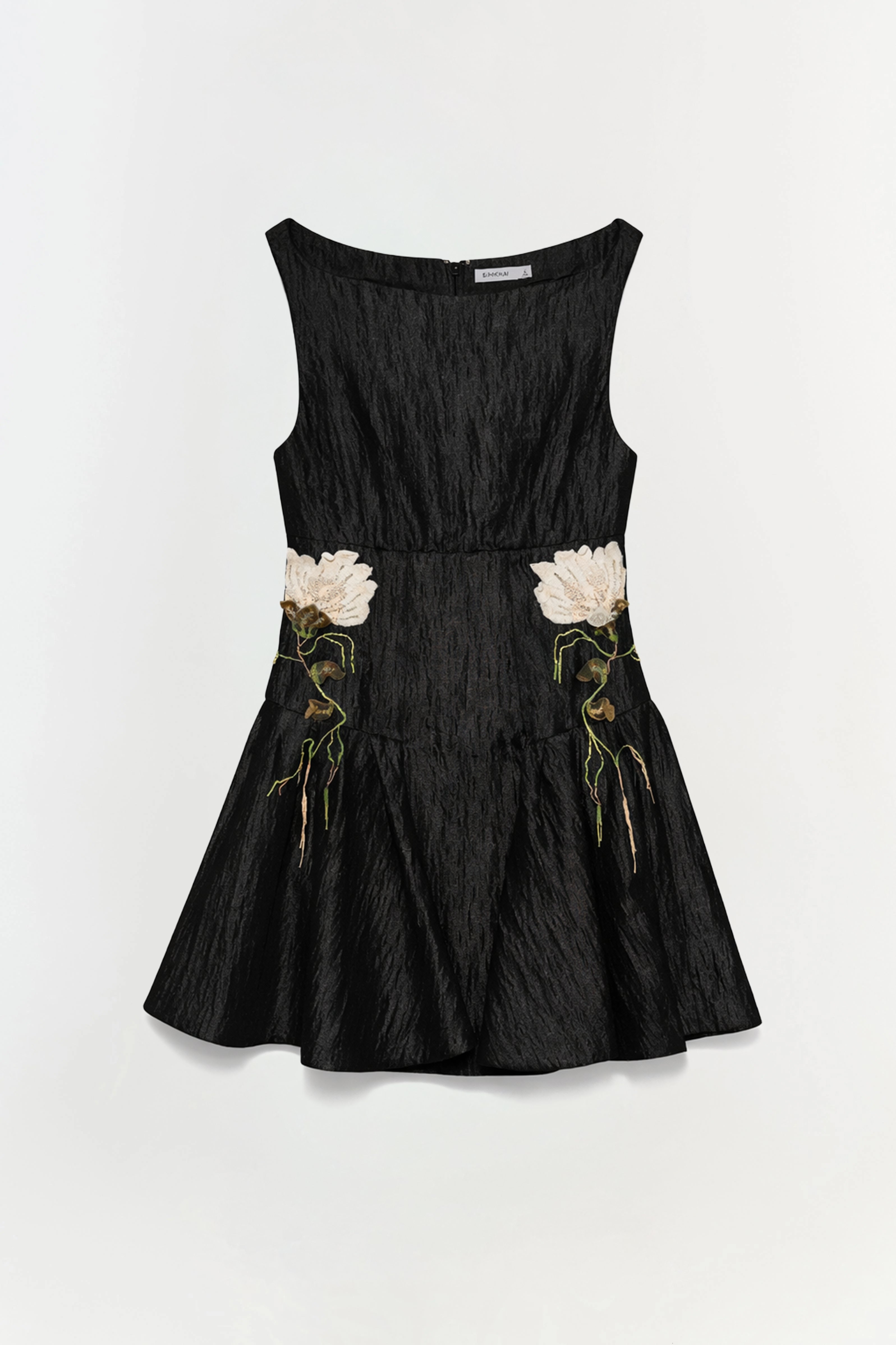 SIMKHAI Women's Calilly Floral Jacquard Mini Dress in Black, Size 10 SIMKHAI Women's Calilly Floral Jacquard Mini Dress in Black, Size 10