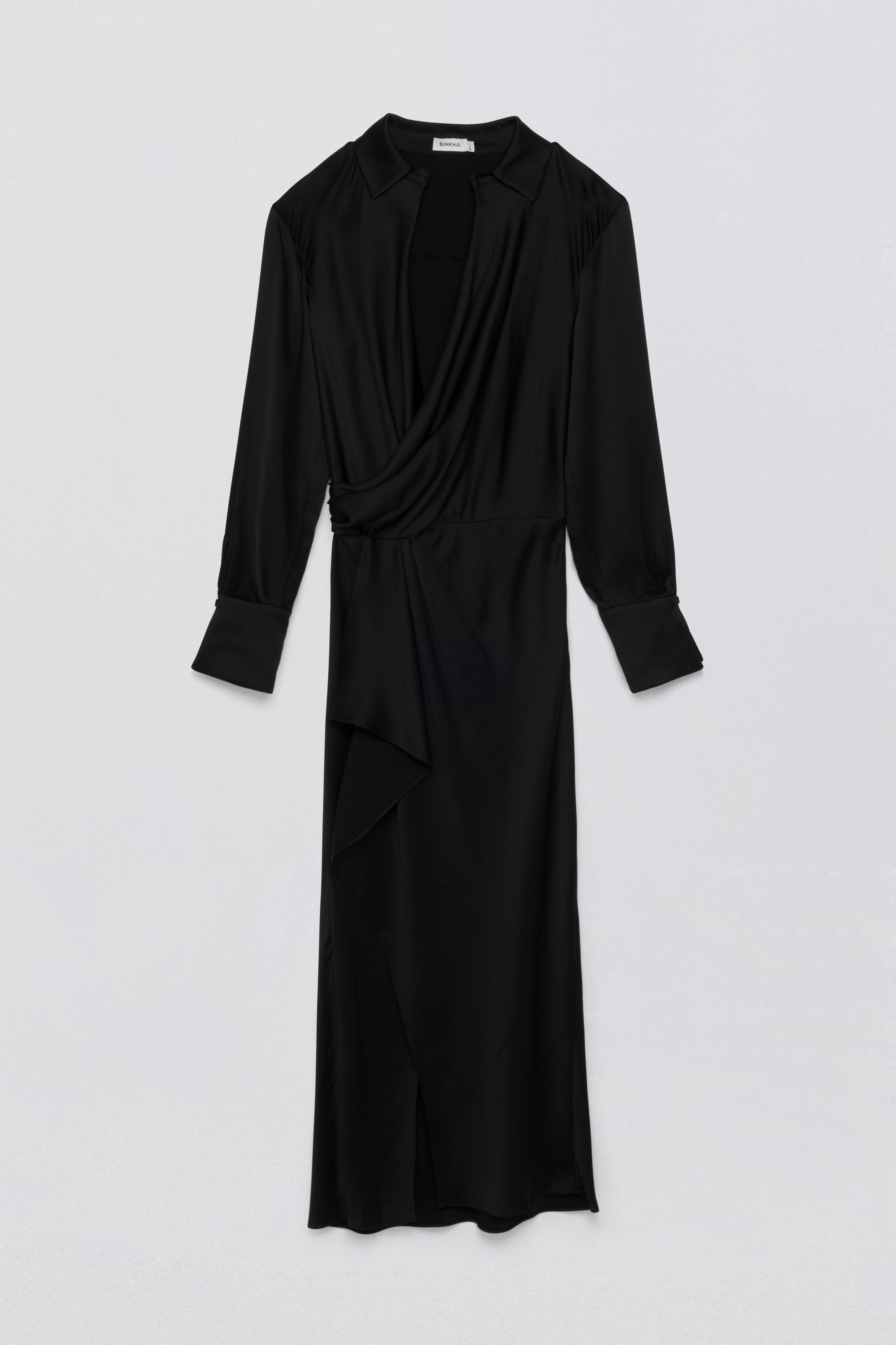 Signature Talita Long Sleeve Midi Dress - Black | SIMKHAI Signature Talita Long Sleeve Midi Dress - Black | SIMKHAI