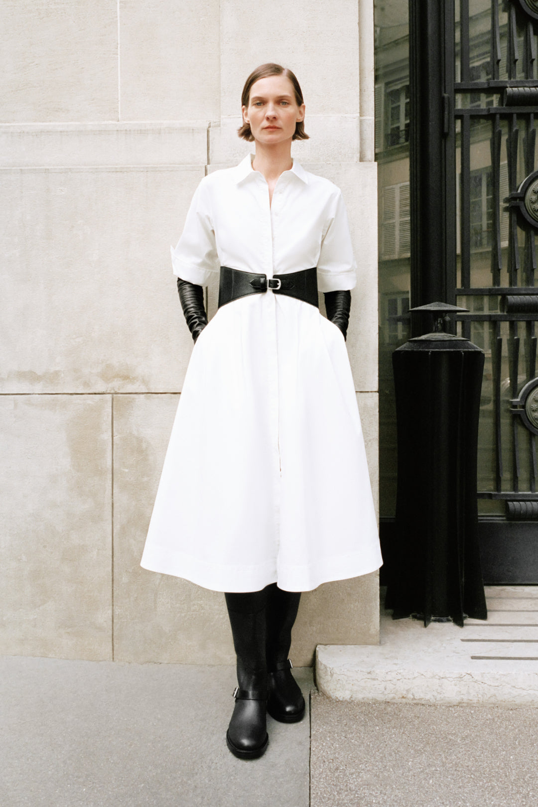 Olson Belted Cotton Midi Dress