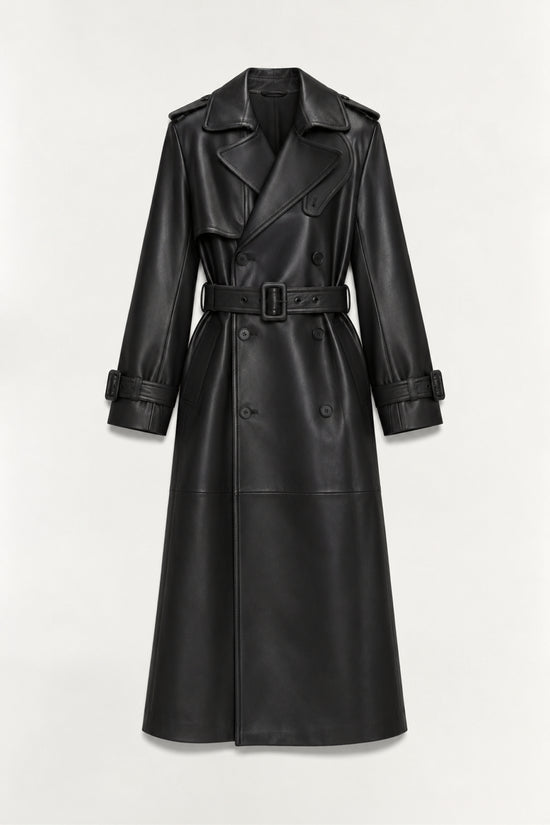 Oteria Belted Leather Coat