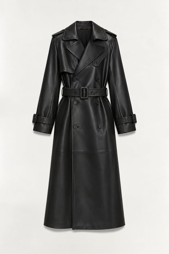 Oteria Belted Leather Coat