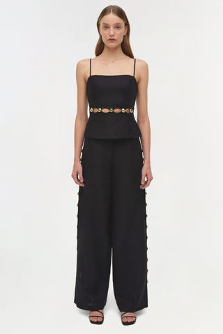 Cayman Studded Linen Wide Leg Pant