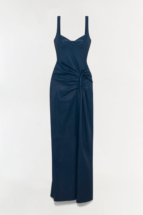 Lyle Draped Leather Dress